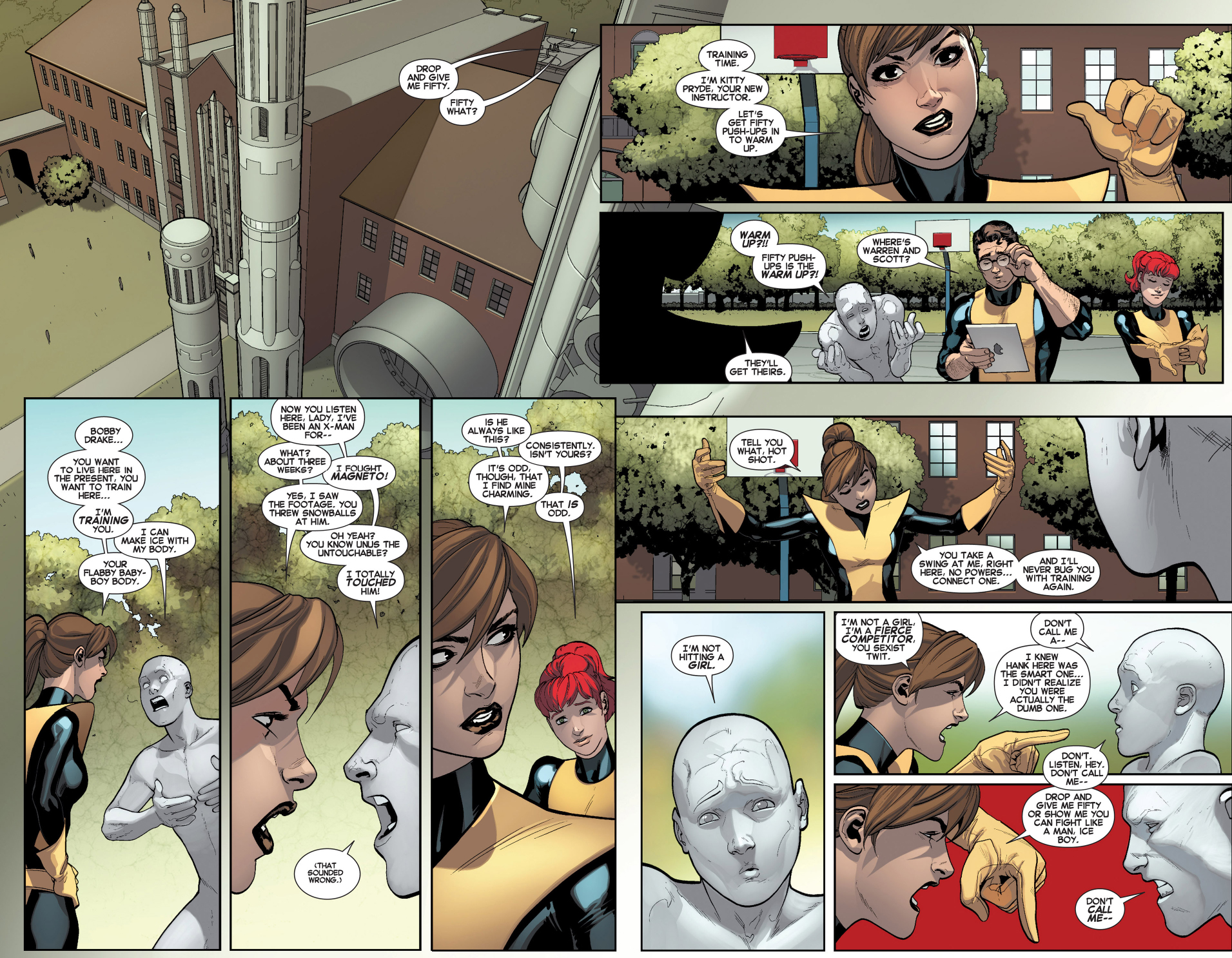 kitty pryde trains the original 5 iceman