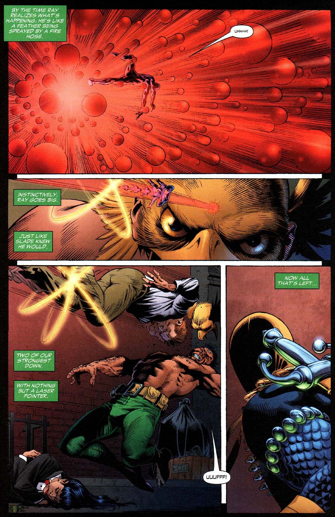 Deathstroke takes down hawkman and the atom 3