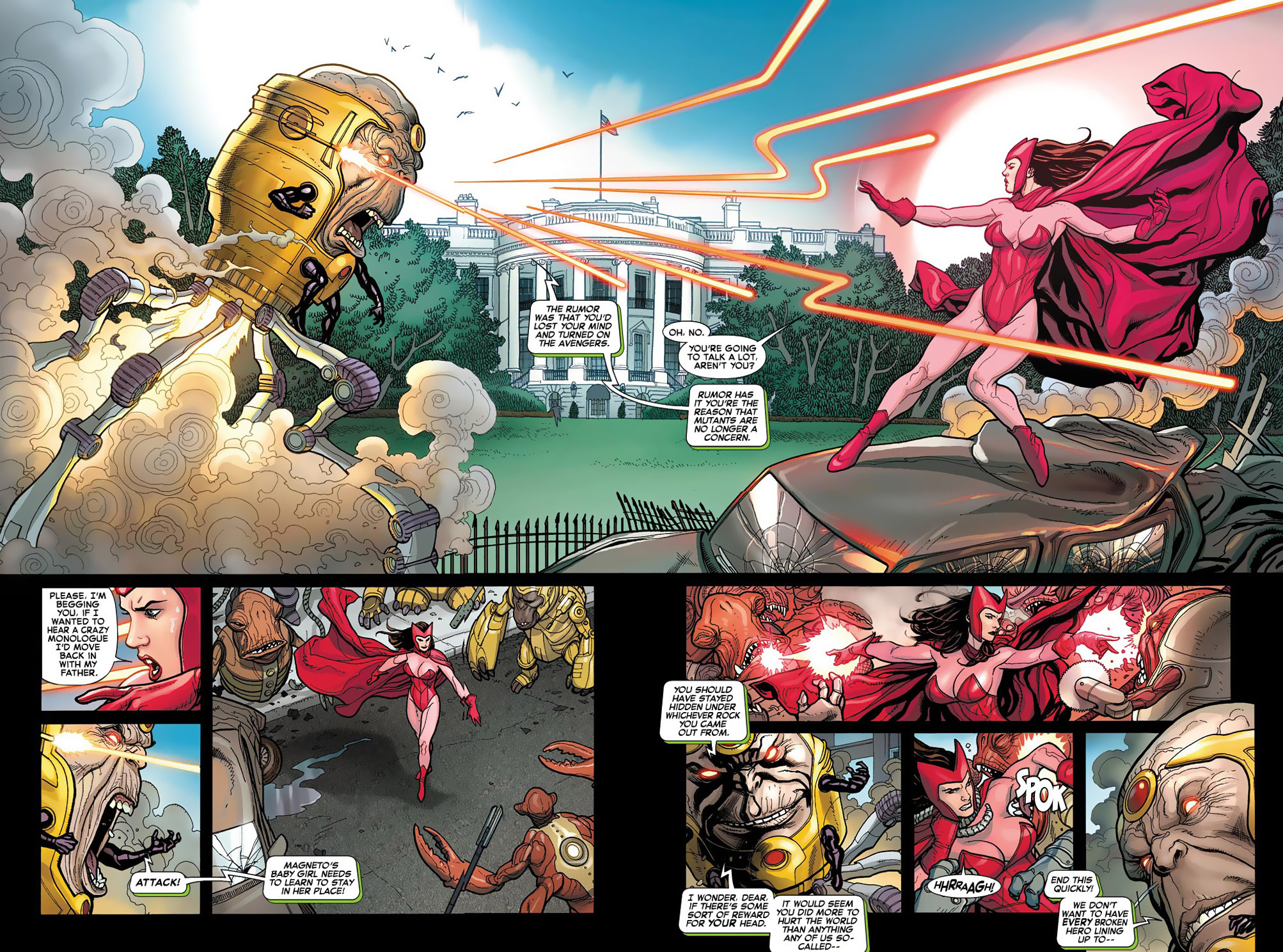 scarlett witch, spider-woman and Miss Marvel VS modok