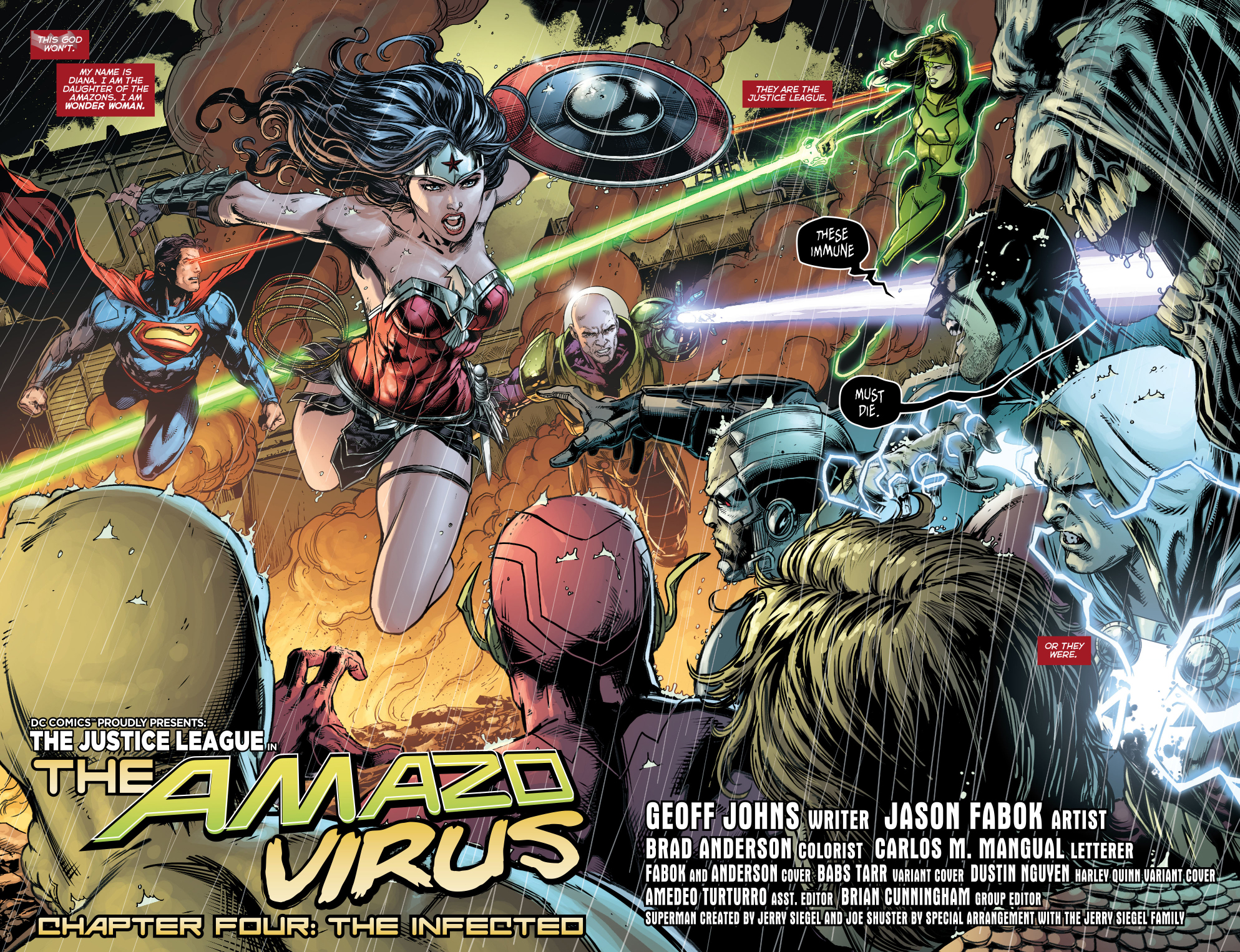 superman, wonder woman and lex luthor vs infected justice league
