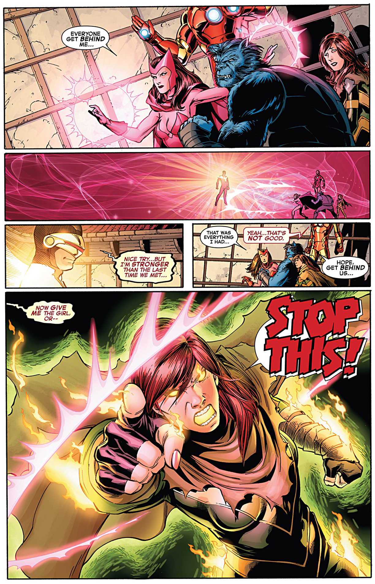 hope summers uses chaos fist on phoenix five cyclops
