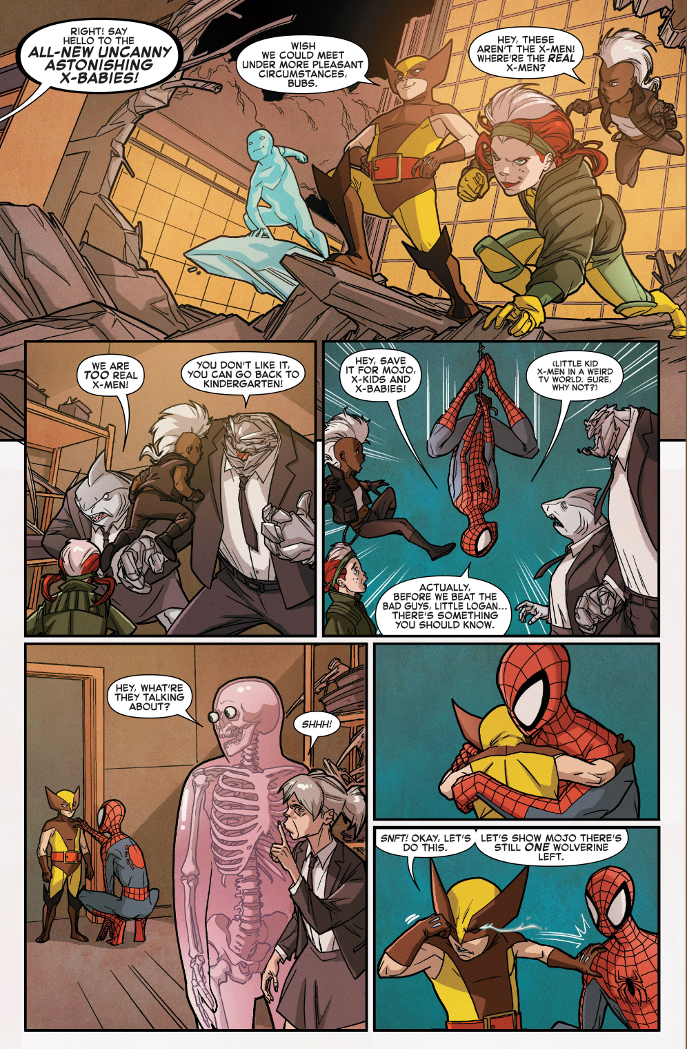 spider-man comforts little wolverine