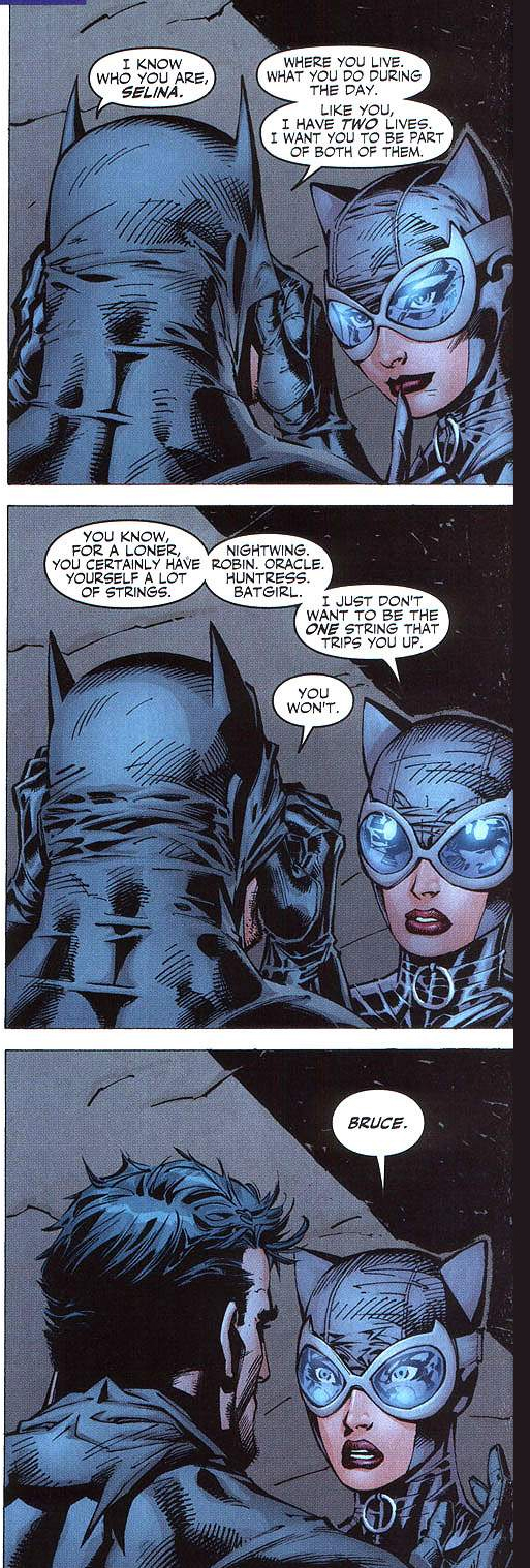 batman takes off his cowl for catwoman