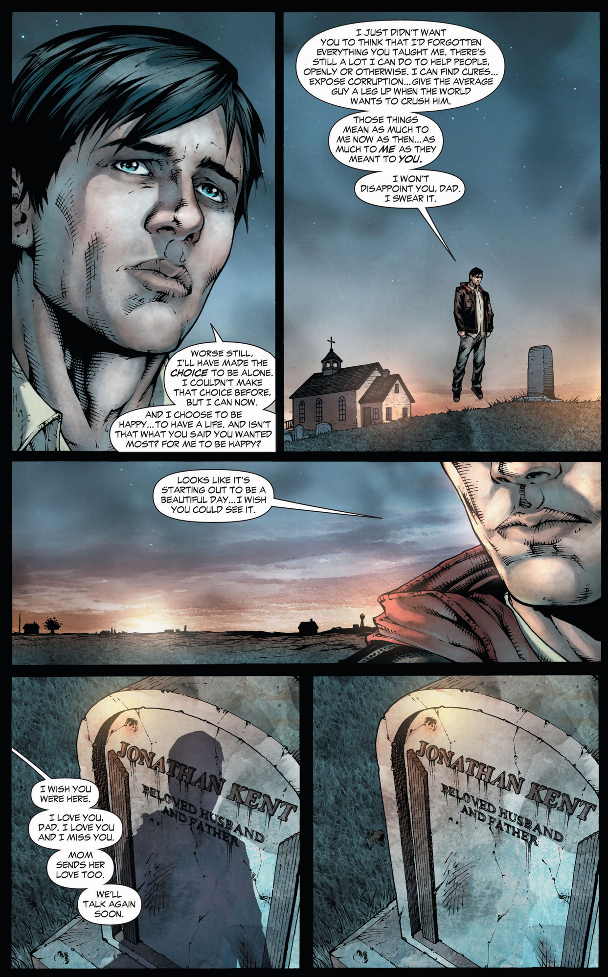 clark kent visits his father's grave (earth 1)