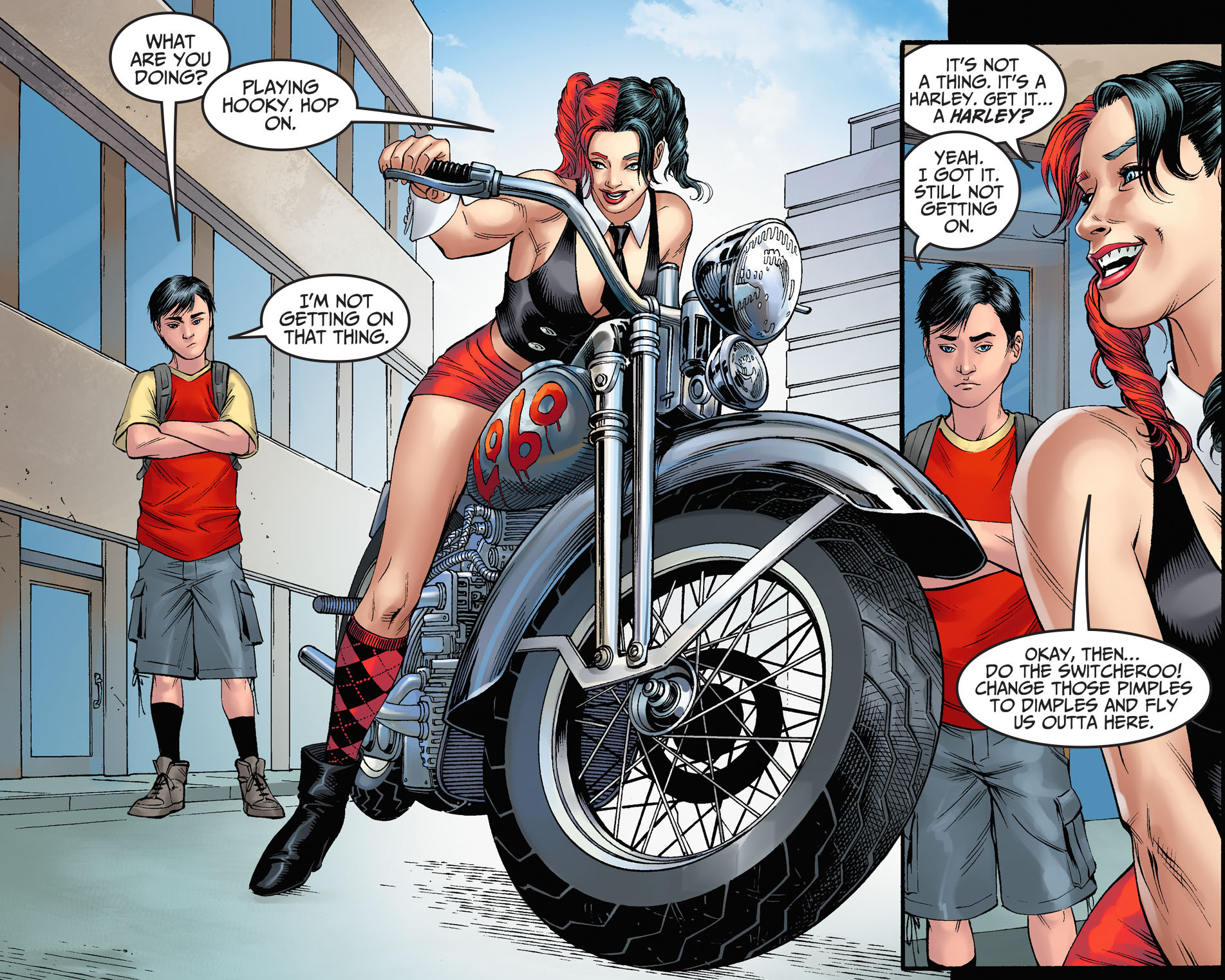 harley quinn gets billy batson out of school
