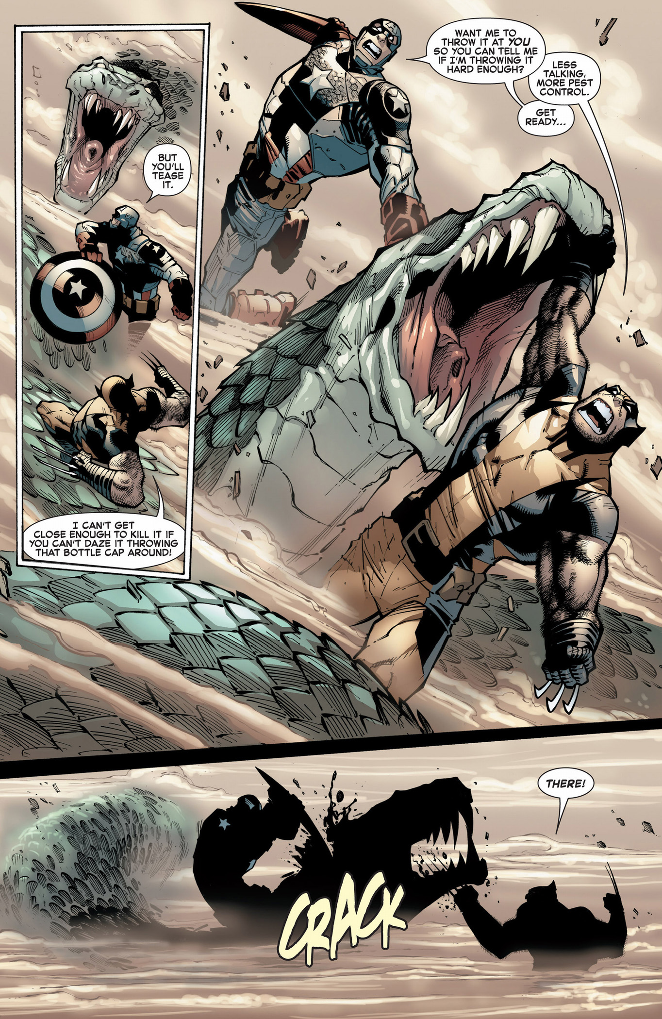 captain america and wolverine vs giant snake