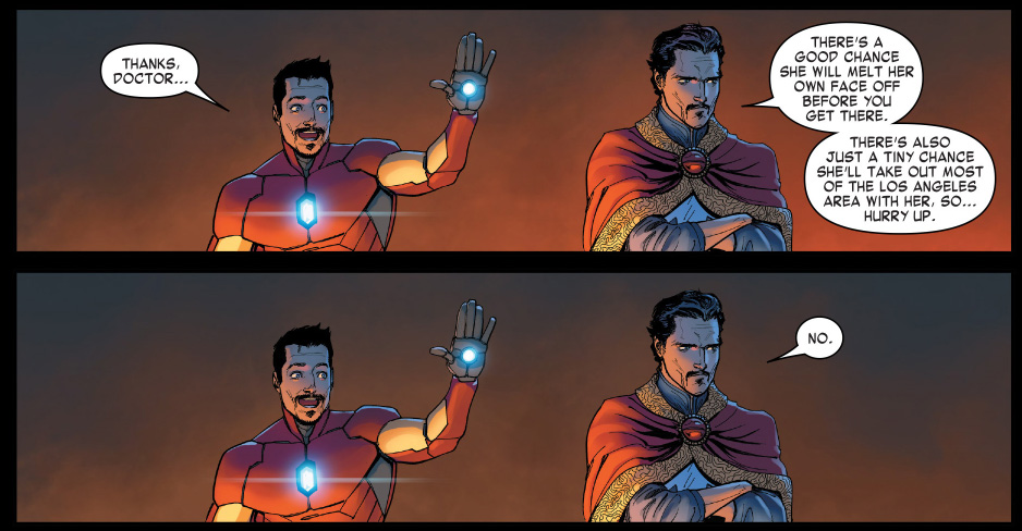 iron man and doctor strange high fives
