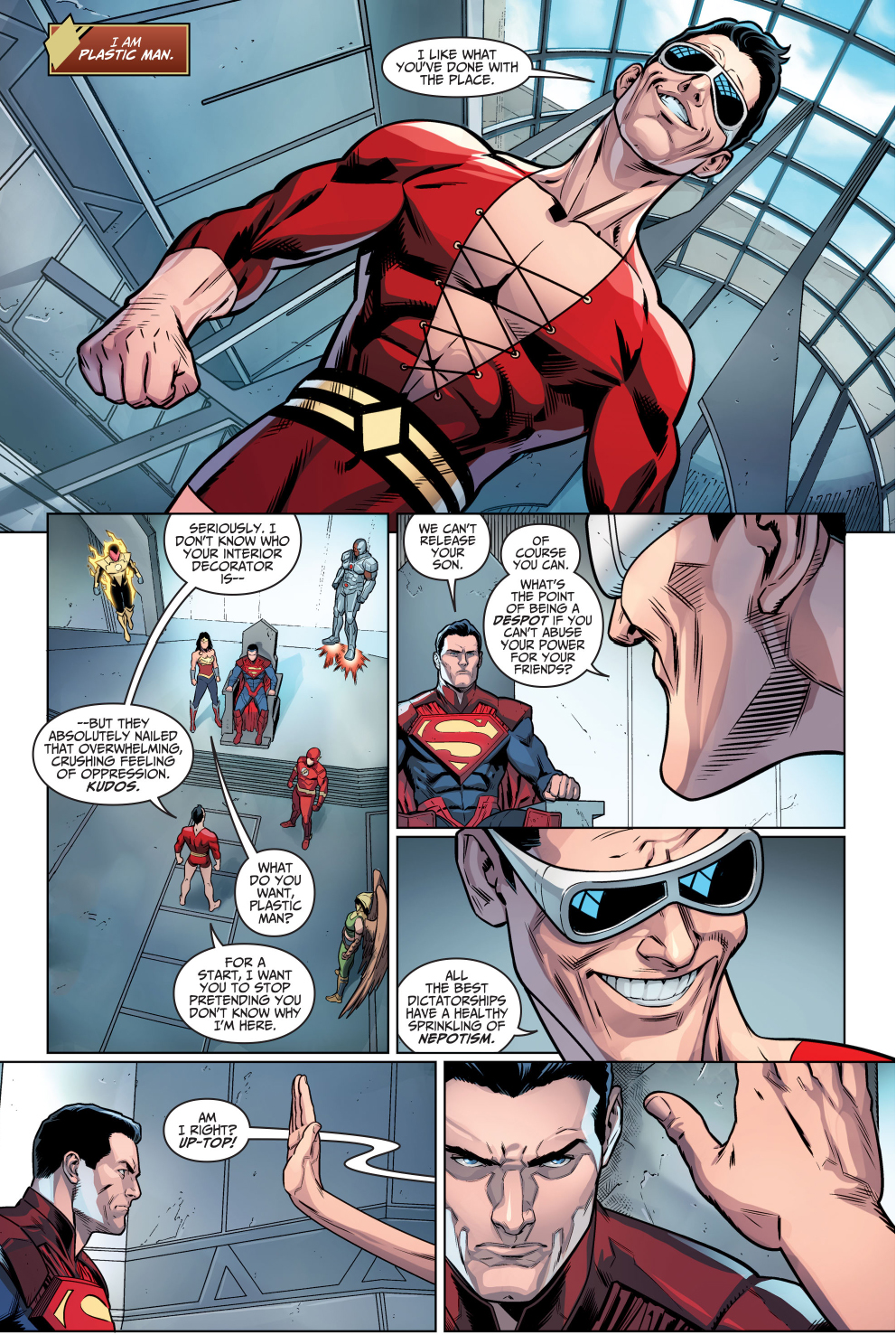 plastic man points out why superman is a villain 