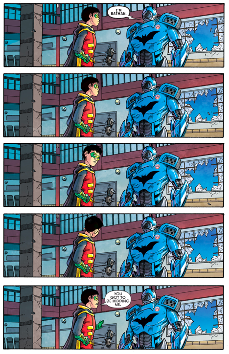 Robin (Damian Wayne) Meets Batman (Jim Gordon) 