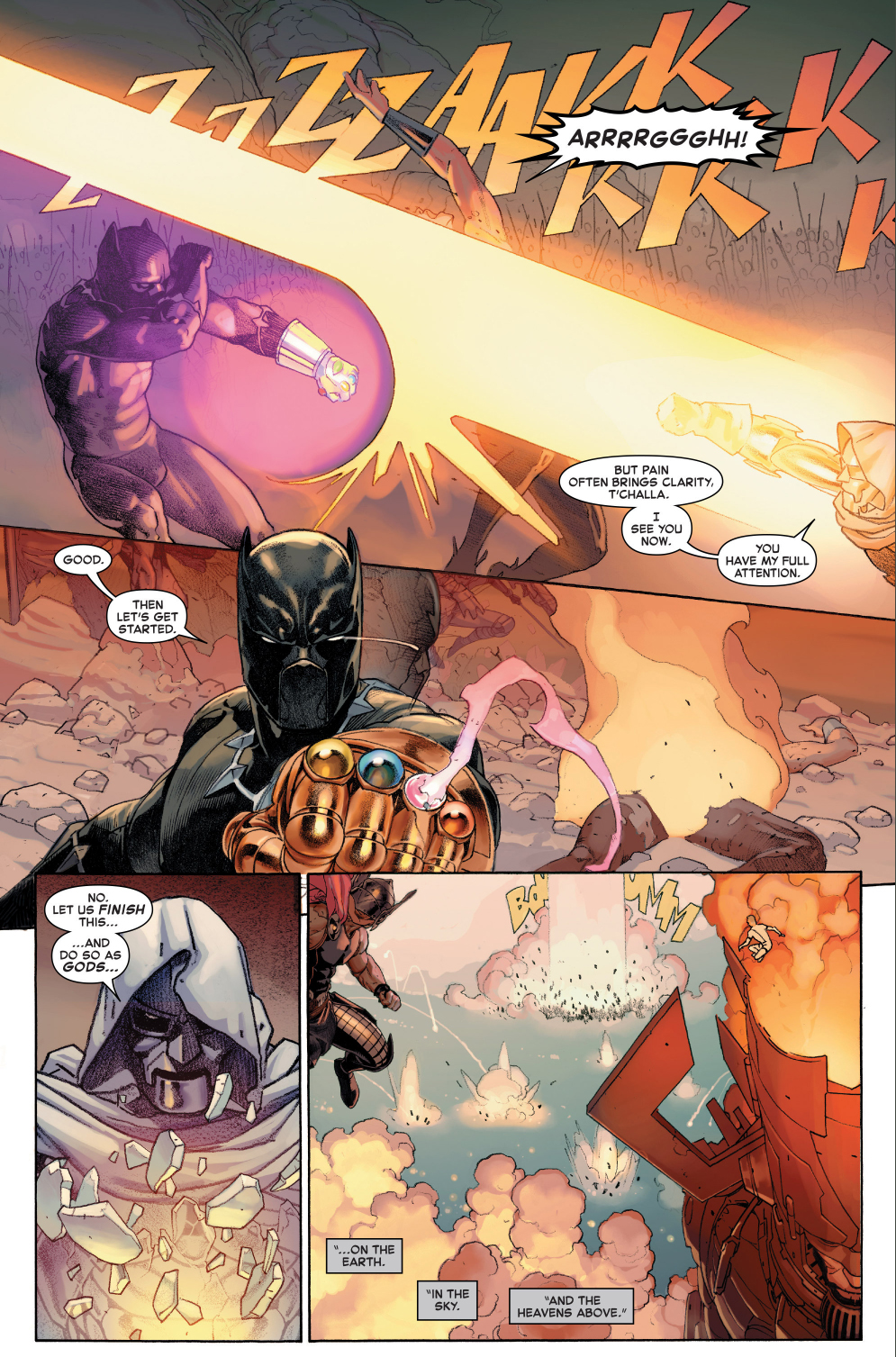 black panther and namor vs doctor doom (secret wars) 