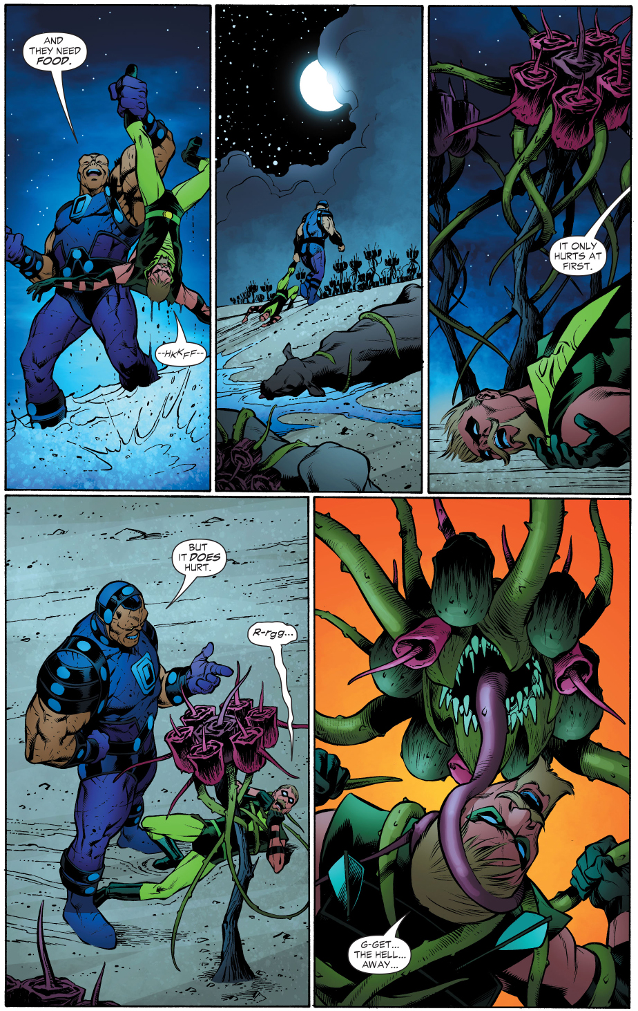 mongul traps green arrow and green lantern to the black mercy 