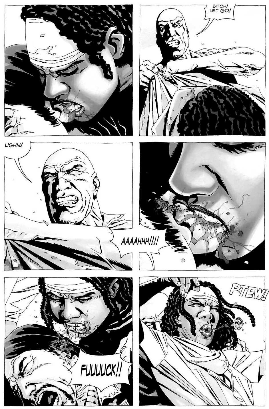 michonne bite the governor's ear off 