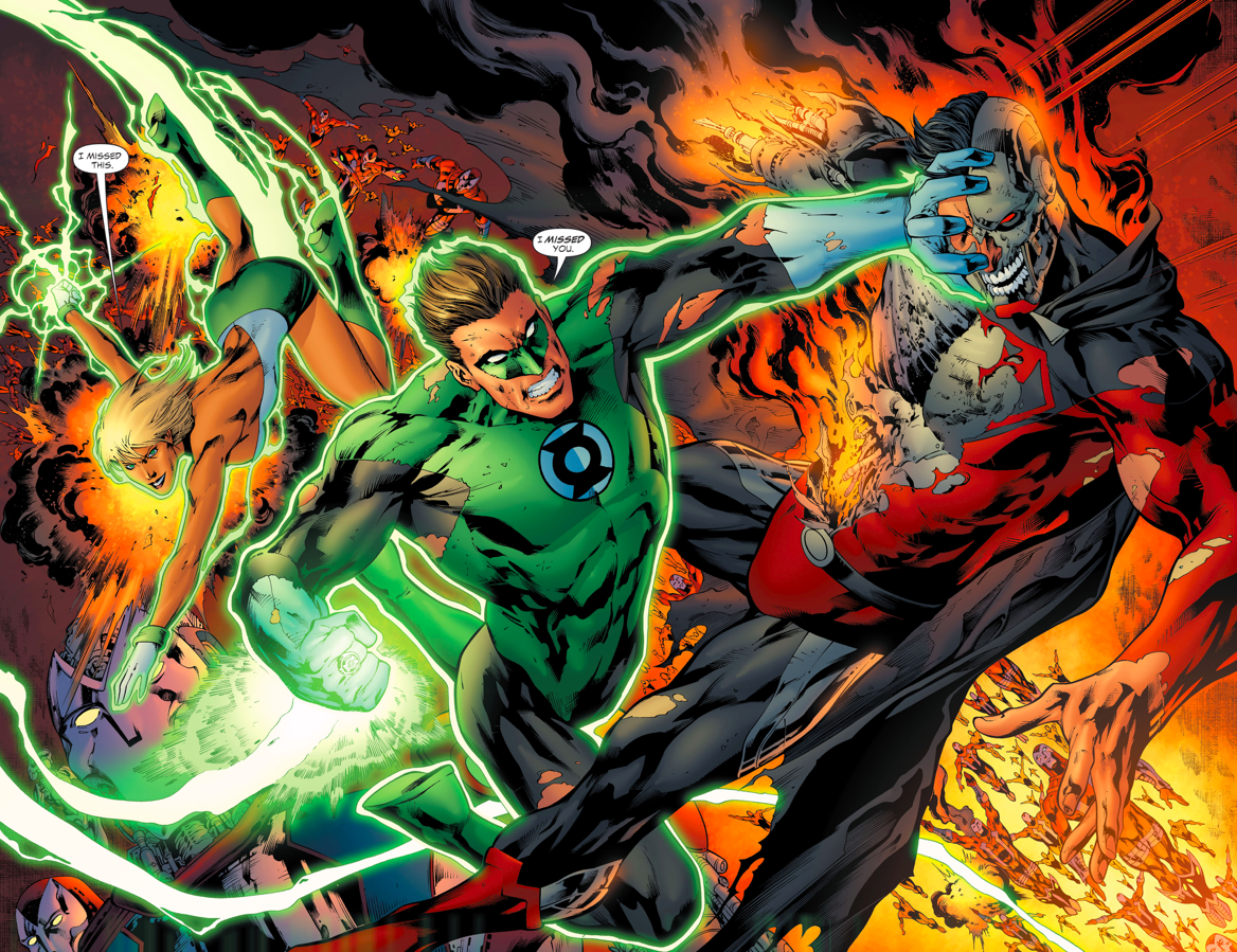Green Lantern Hal Jordan And Arisia VS Cyborg-Superman
