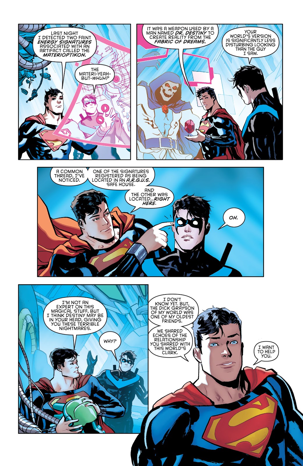 Superman (New Earth) Befriends Nightwing (Prime Earth) 