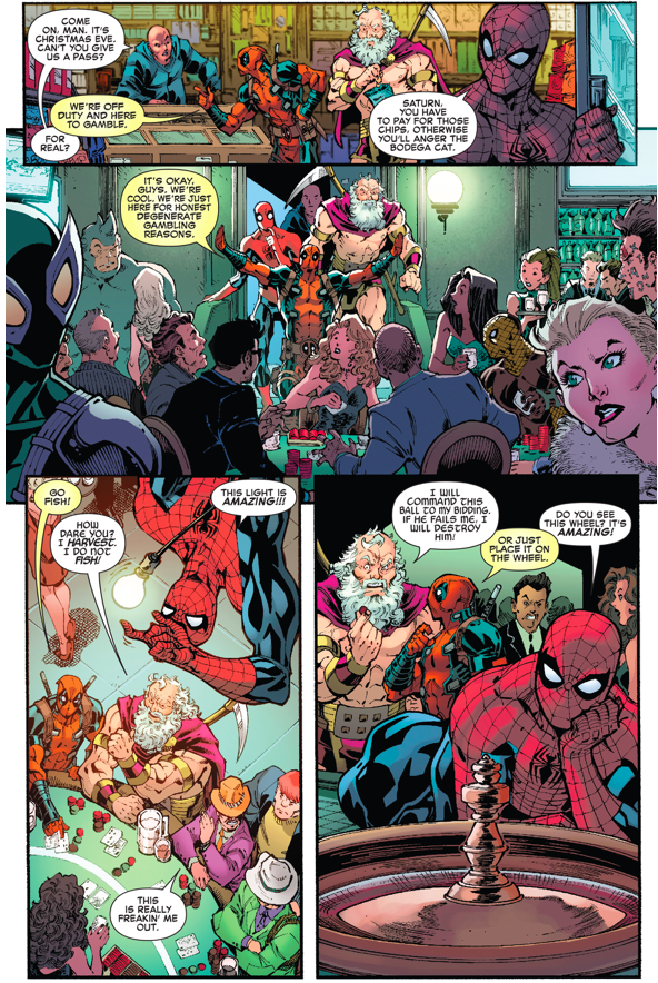 Spider-Man And Deadpool Spends Christmas With Saturn