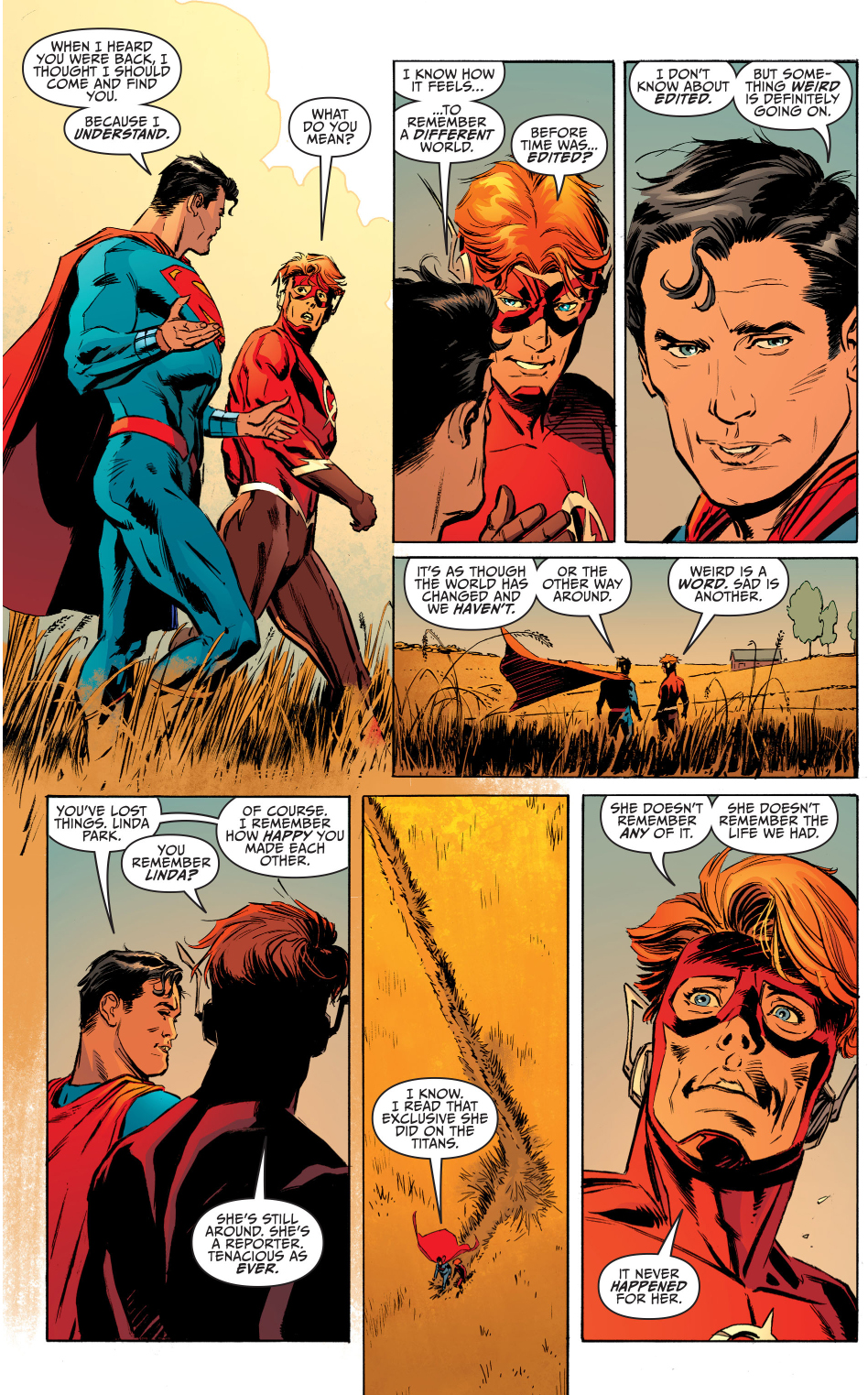 Superman (New Earth) Remembers Wally West (New Earth)