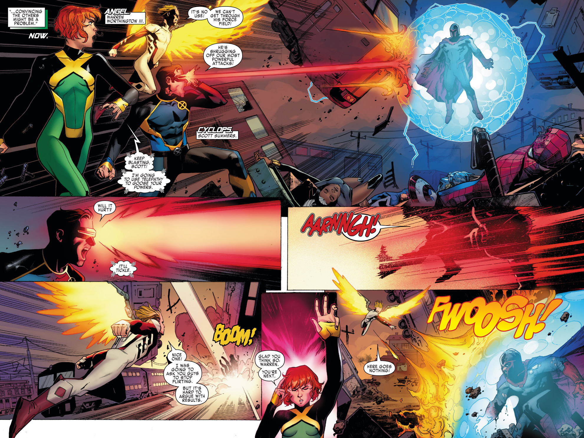 Jean Grey, Angel And Cyclops VS Magneto 