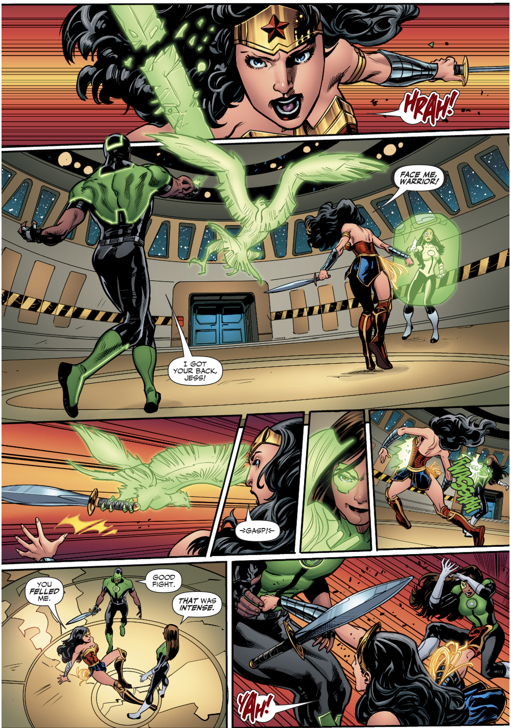 Wonder Woman Trains With The Green Lanterns 