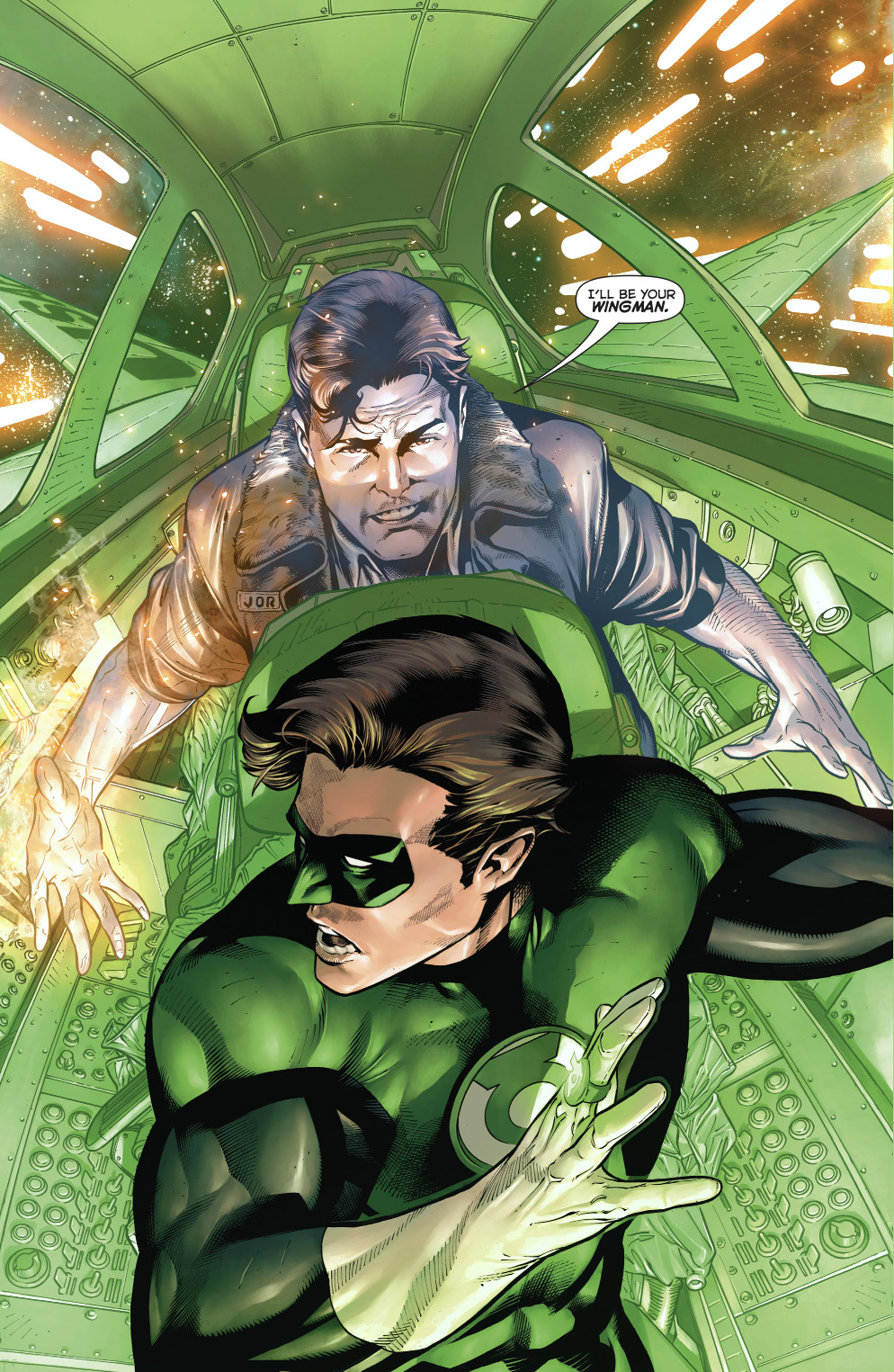 Hal Jordan Flying In Space With His Father 