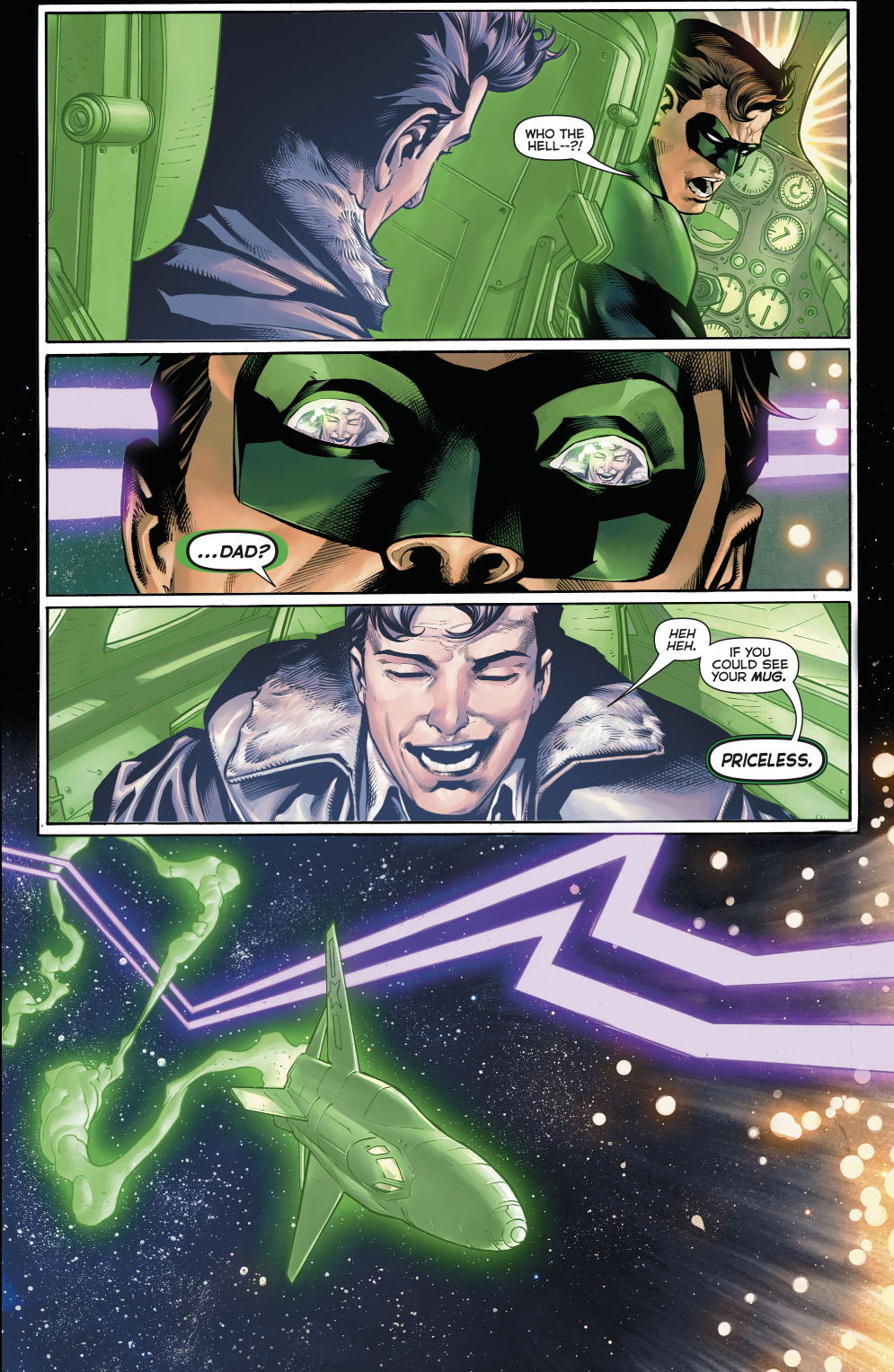 Hal Jordan Flying In Space With His Father 