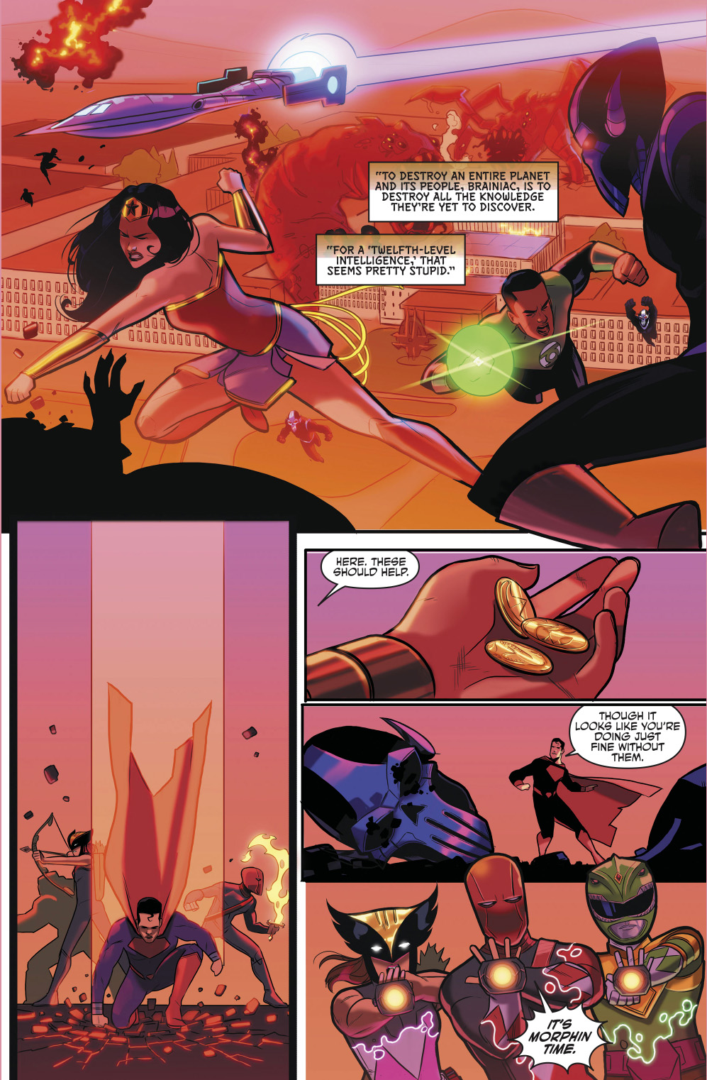 Justice League And Power Rangers VS Brainiac's Drones 