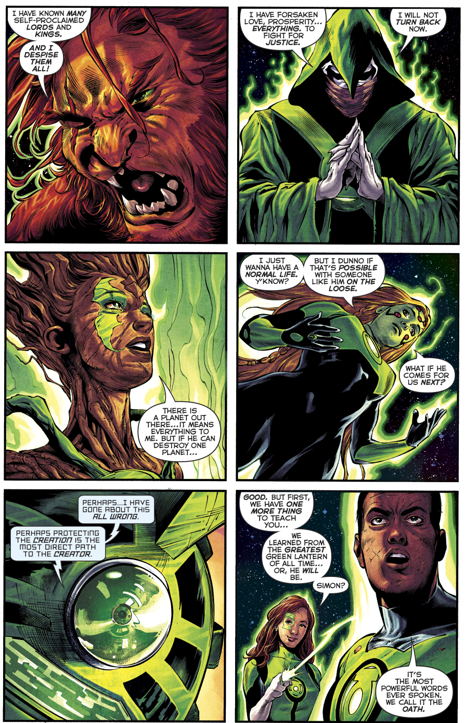 The 1st 7 Green Lanterns Learn The Green Lantern Oath 