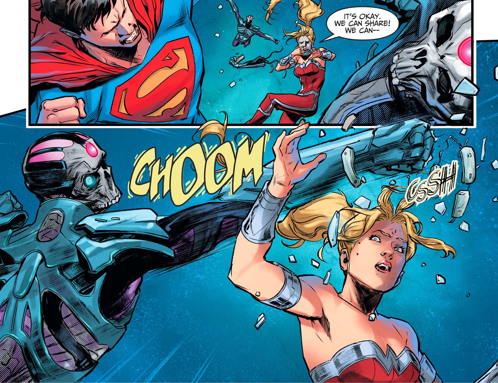 Superboy And Wonder Girl VS Brainiac's Robots (Injustice II)