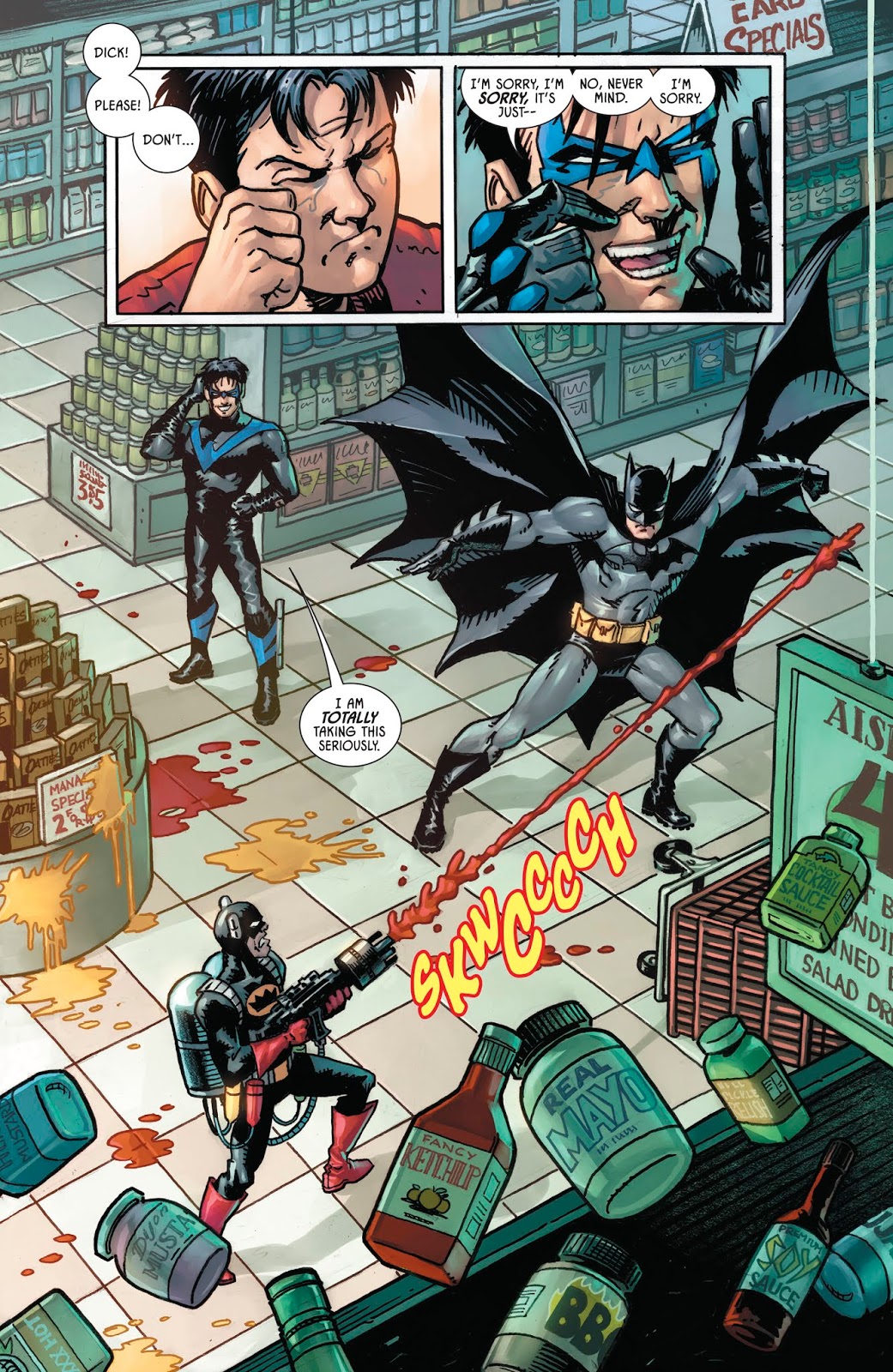 Batman And Nightwing VS Condiment King (Rebirth) 