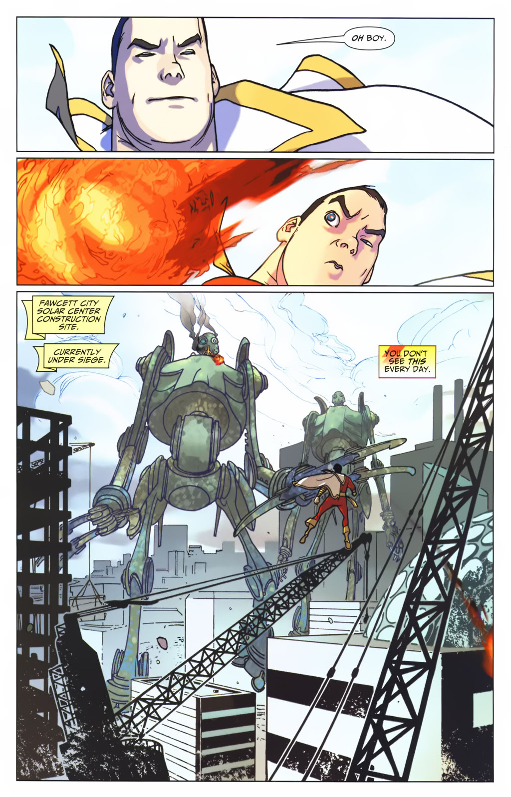 Captain Marvel VS  2 Giant Fire-Breathing Robots 