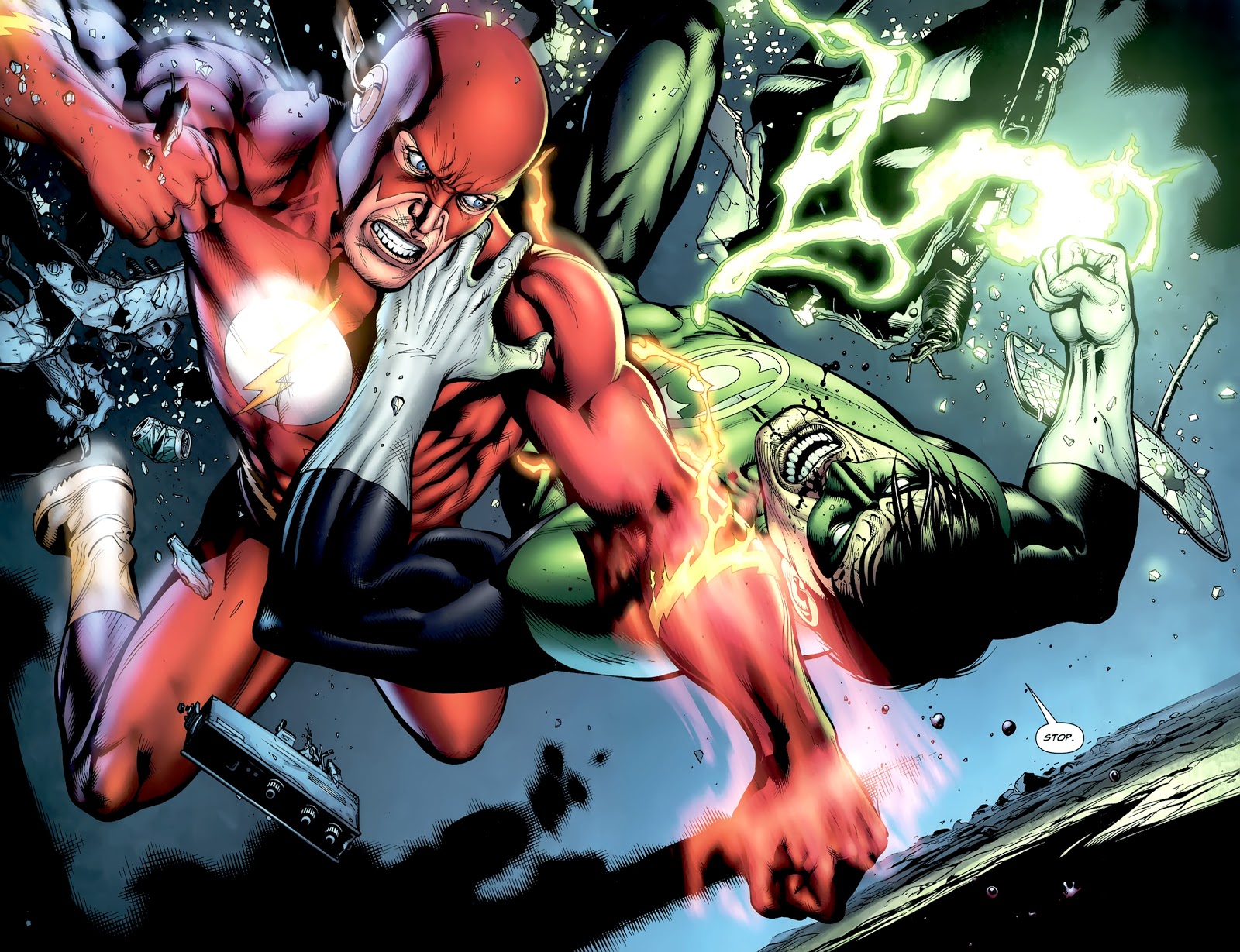 Green Lantern And The Flash VS Black Lantern Martian Manhunter