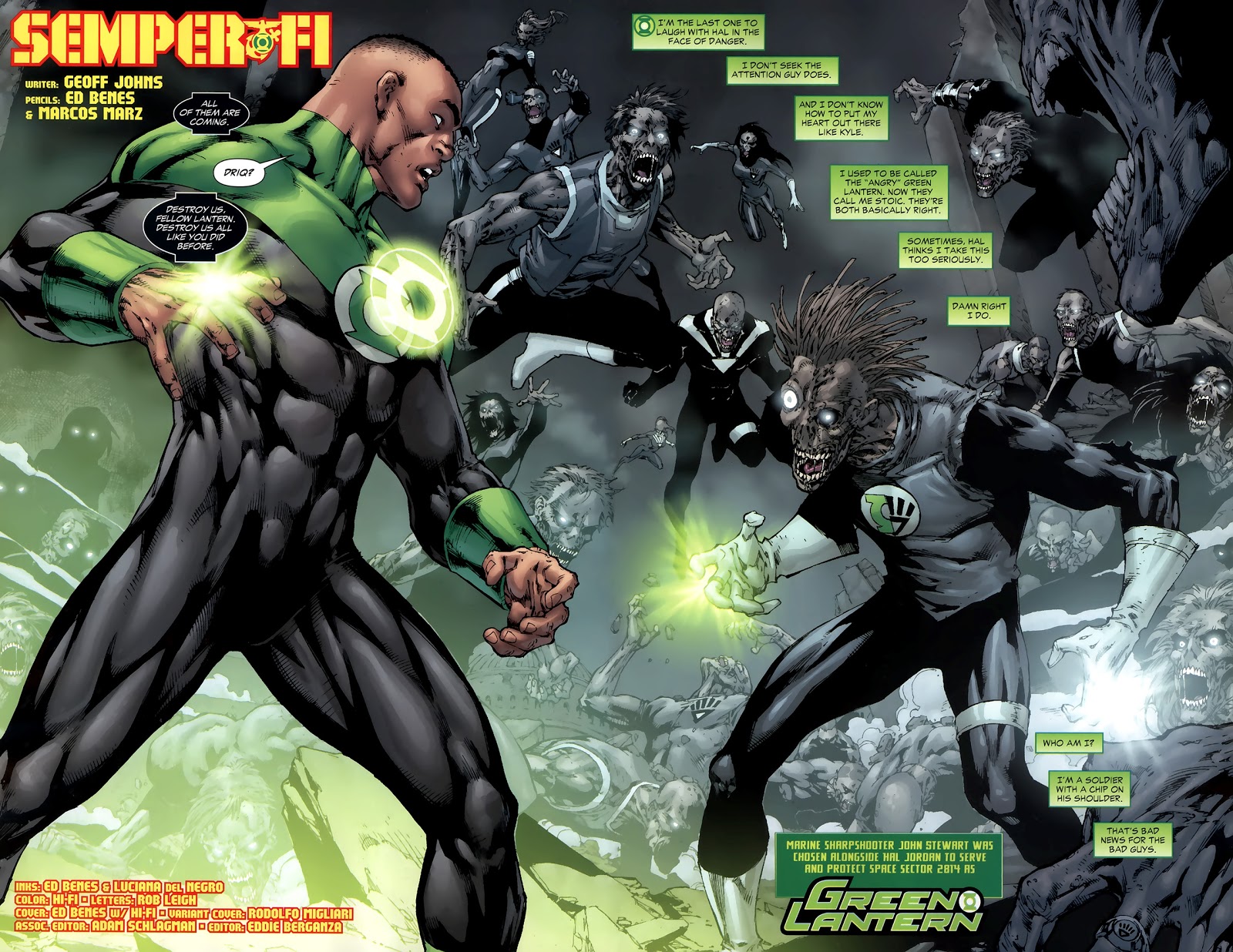 Green Lantern John Stewart VS Black Lanterns 