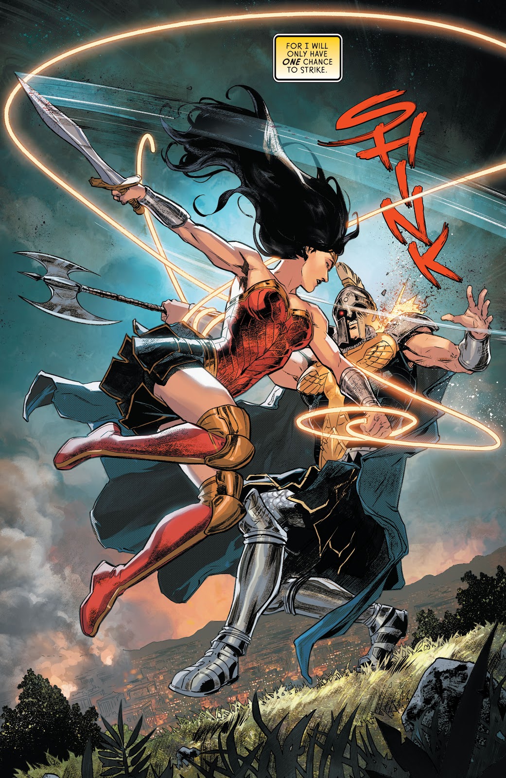 wonder woman uses her lasso on ares (rebirth) 