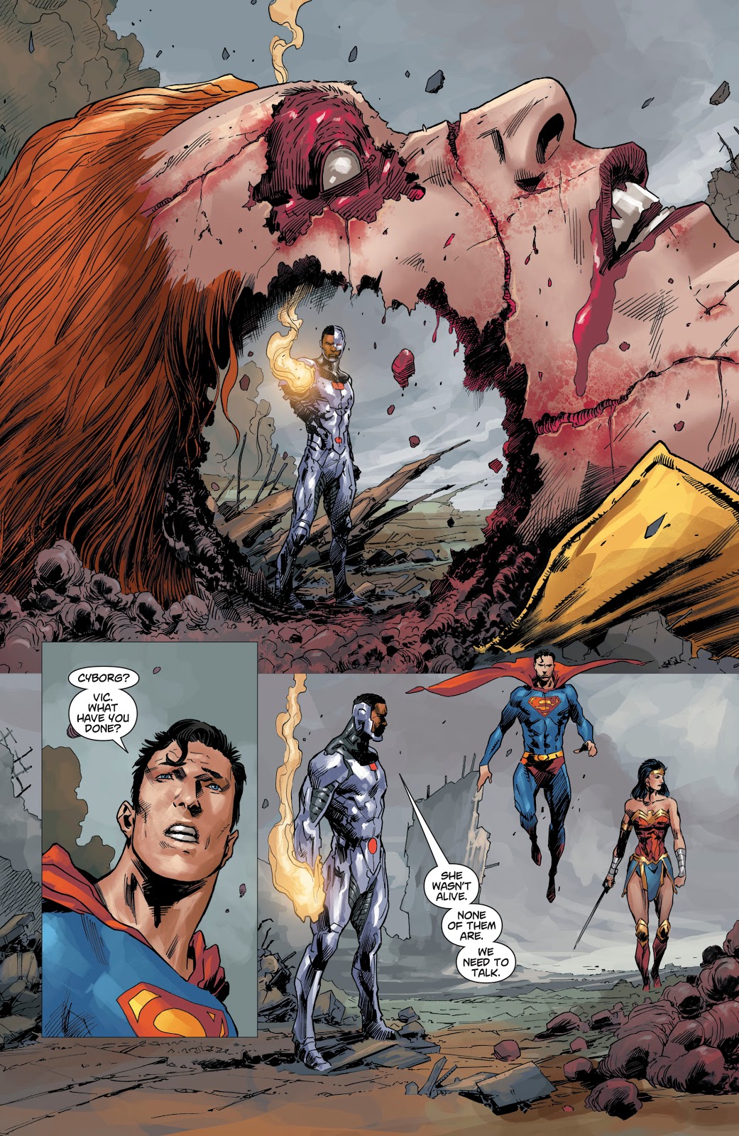 Cyborg Kills Giganta (DCeased)