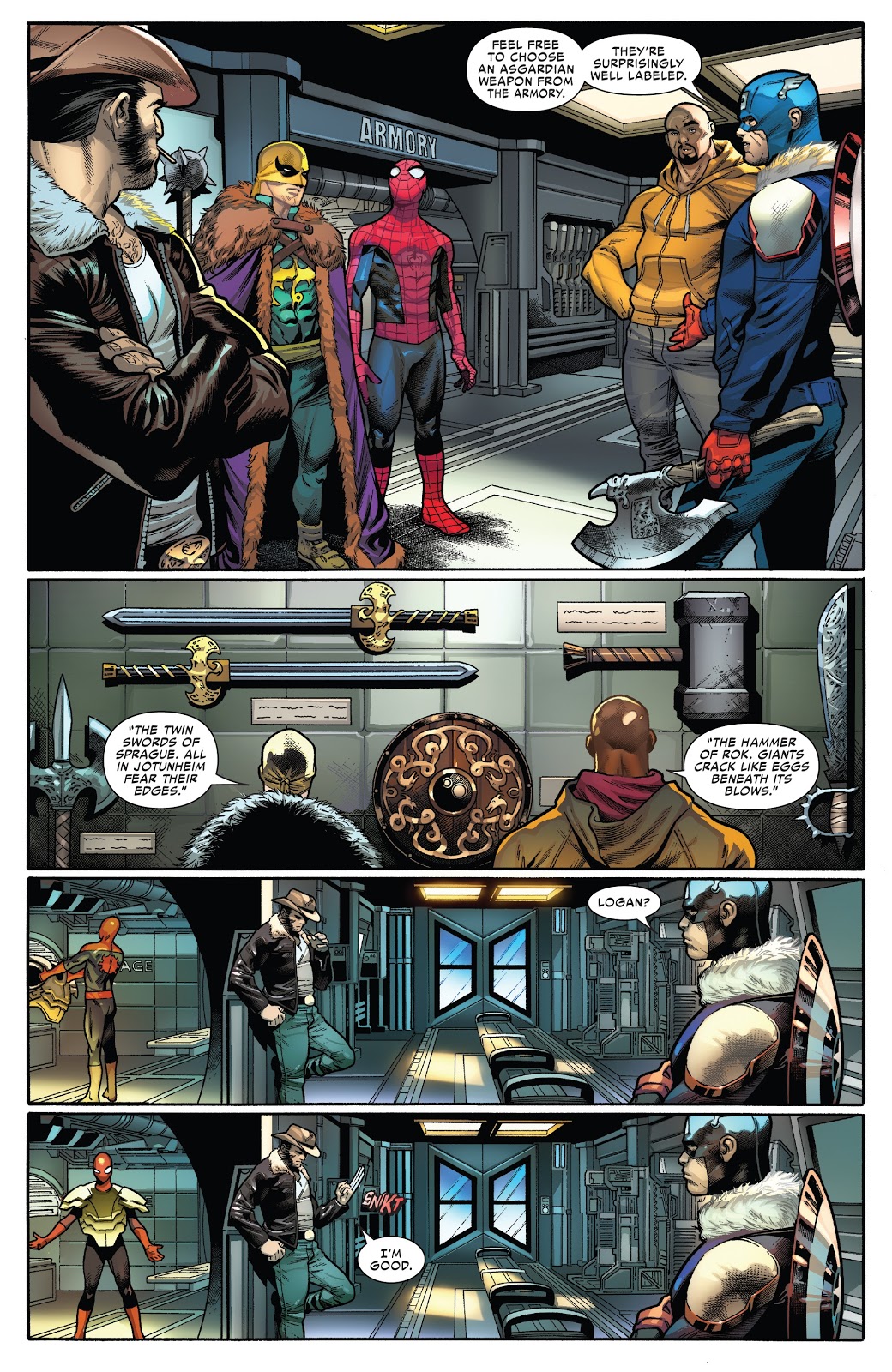 The Avengers Choosing Asgardian Weapons