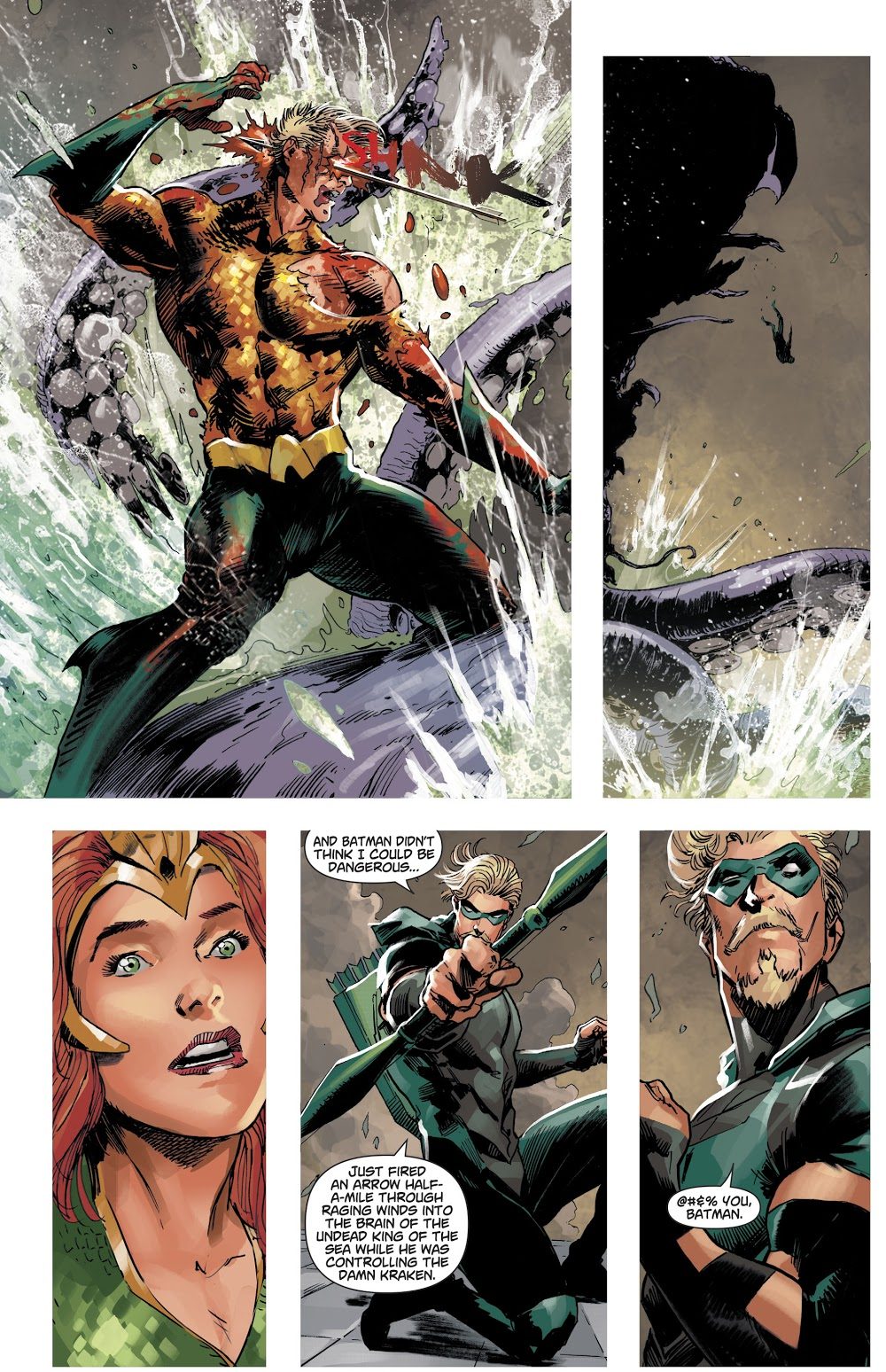 Green Arrow Kills Zombie Aquaman (DCeased) 