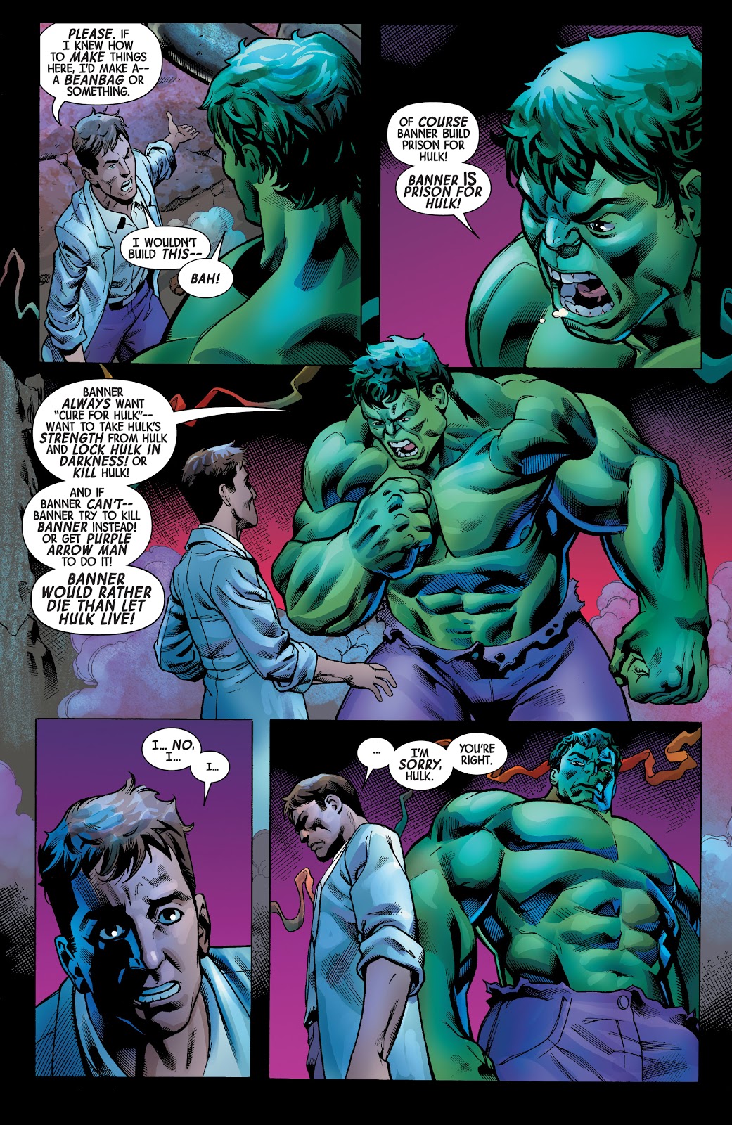 Bruce Banner Apologizes To Savage Hulk